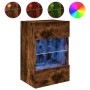 Mueble de TV de pared con luces LED roble ahumado 40x30x60,5 cm de , Muebles TV - Ref: Foro24-837086, Precio: 42,56 €, Descue...