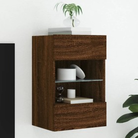 Mueble de TV de pared con luces LED roble marrón 40x30x60,5 cm de , Muebles TV - Ref: Foro24-837090, Precio: 53,29 €, Descuen...