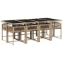 Set comedor de jardín 9 pzas con cojines ratán sintético beige en Conjuntos de jardín | Comprar online en Foru.es