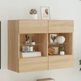 Mueble TV de pared con luces LED roble Sonoma 78,5x30x60,5 cm de , Muebles TV - Ref: Foro24-837101, Precio: 64,30 €, Descuent...