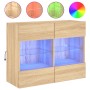 Mueble TV de pared con luces LED roble Sonoma 78,5x30x60,5 cm de , Muebles TV - Ref: Foro24-837101, Precio: 65,10 €, Descuent...