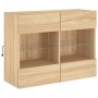 Mueble TV de pared con luces LED roble Sonoma 78,5x30x60,5 cm de , Muebles TV - Ref: Foro24-837101, Precio: 65,10 €, Descuent...