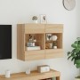Mueble TV de pared con luces LED roble Sonoma 78,5x30x60,5 cm de , Muebles TV - Ref: Foro24-837101, Precio: 65,10 €, Descuent...