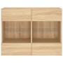Mueble TV de pared con luces LED roble Sonoma 78,5x30x60,5 cm de , Muebles TV - Ref: Foro24-837101, Precio: 65,10 €, Descuent...