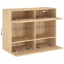 Mueble TV de pared con luces LED roble Sonoma 78,5x30x60,5 cm de , Muebles TV - Ref: Foro24-837101, Precio: 65,10 €, Descuent...