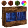 Mueble TV de pared con luces LED roble ahumado 78,5x30x60,5 cm de , Muebles TV - Ref: Foro24-837103, Precio: 65,01 €, Descuen...
