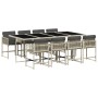 Set comedor de jardín 9 pzas cojines ratán sintético gris claro en Conjuntos de jardín | Comprar online en Foru.es