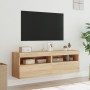 Muebles de TV de pared luces LED 2 uds roble Sonoma 60x30x40 cm de , Muebles TV - Ref: Foro24-837188, Precio: 83,37 €, Descue...