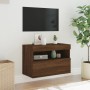 Mueble de TV de pared con luces LED roble marrón 60x30x40 cm de , Muebles TV - Ref: Foro24-837195, Precio: 51,40 €, Descuento: %