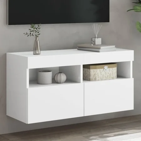 Mueble de TV de pared con luces LED blanco 80x30x40 cm de , Muebles TV - Ref: Foro24-837197, Precio: 62,07 €, Descuento: %