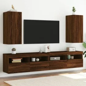 Muebles TV de pared luces LED 2 uds roble marrón 30,5x35x70 cm de , Muebles TV - Ref: Foro24-837245, Precio: 90,21 €, Descuen...