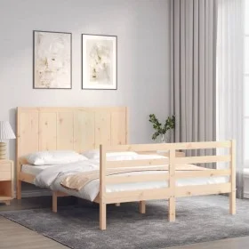 Estructura de cama con cabecero madera maciza 140x200 cm de , Camas y somieres - Ref: Foro24-3194506, Precio: 149,04 €, Descu...