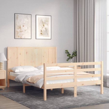 Estructura de cama con cabecero madera maciza 140x200 cm de , Camas y somieres - Ref: Foro24-3194506, Precio: 151,12 €, Descu...