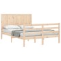 Estructura de cama con cabecero madera maciza 140x200 cm de , Camas y somieres - Ref: Foro24-3194506, Precio: 151,12 €, Descu...