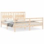 Estructura de cama de matrimonio con cabecero madera maciza de , Camas y somieres - Ref: Foro24-3194326, Precio: 167,73 €, De...