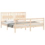 Estructura de cama de matrimonio con cabecero madera maciza de , Camas y somieres - Ref: Foro24-3194326, Precio: 167,73 €, De...
