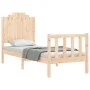 Single bed frame with solid wood headboard by , Beds and slatted bases - Ref: Foro24-3192256, Price: 99,46 €, Discount: %