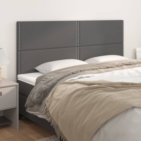 Cabeceros 4 unidades de cuero sintético gris 100x5x78/88 cm de , Cabeceros y pies de cama - Ref: Foro24-3116304, Precio: 93,7...