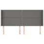 Cabecero con orejas de cuero sintético gris 203x16x118/128 cm de , Cabeceros y pies de cama - Ref: Foro24-3119552, Precio: 10...