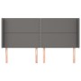 Cabecero con orejas de cuero sintético gris 203x16x118/128 cm de , Cabeceros y pies de cama - Ref: Foro24-3119552, Precio: 10...