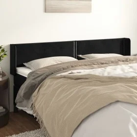 Black velvet headboard 163x16x78/88 cm by , Headboards and footboards - Ref: Foro24-3118684, Price: 62,51 €, Discount: %