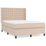 Cama box spring con colchón cuero sintético capuchino 140x190cm de , Camas y somieres - Ref: Foro24-3132500, Precio: 530,74 €...