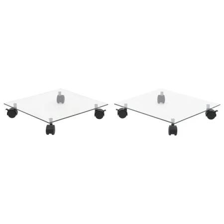 Soportes de ruedas para macetas cuadrado vidrio templado 2 uds de vidaXL, Soportes para macetas - Ref: Foro24-245690, Precio:...