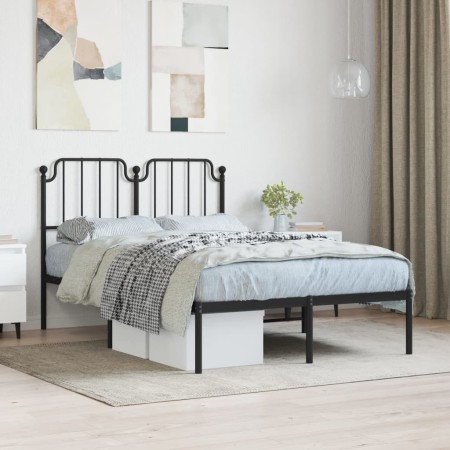 Estructura de cama con cabecero metal negro 120x200 cm de , Camas y somieres - Ref: Foro24-373885, Precio: 85,46 €, Descuento: %