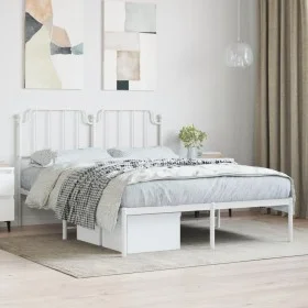 Bettgestell aus weißem Metall mit Kopfteil 140x200 cm von , Betten und Lattenroste - Ref: Foro24-373937, Preis: 86,87 €, Raba...