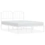 White metal bed frame with headboard 140x200 cm by , Beds and slatted bases - Ref: Foro24-373937, Price: 86,87 €, Discount: %