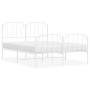 Estructura cama metal con cabecero y estribo blanco 150x200 cm de , Camas y somieres - Ref: Foro24-373956, Precio: 107,52 €, ...