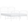 Estructura cama metal con cabecero y estribo blanco 150x200 cm de , Camas y somieres - Ref: Foro24-373956, Precio: 107,52 €, ...