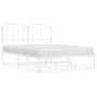 Estructura de cama de metal con cabecero blanca 135x190 cm de , Camas y somieres - Ref: Foro24-373935, Precio: 90,34 €, Descu...