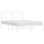 Estructura de cama de metal con cabecero blanca 135x190 cm de , Camas y somieres - Ref: Foro24-373935, Precio: 90,34 €, Descu...