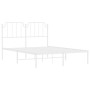 Estructura de cama de metal con cabecero blanca 135x190 cm de , Camas y somieres - Ref: Foro24-373935, Precio: 90,34 €, Descu...