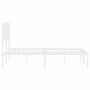 Estructura de cama de metal con cabecero blanca 135x190 cm de , Camas y somieres - Ref: Foro24-373935, Precio: 90,34 €, Descu...