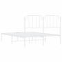 Estructura de cama de metal con cabecero blanca 135x190 cm de , Camas y somieres - Ref: Foro24-373935, Precio: 90,34 €, Descu...