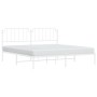 Estructura de cama de metal con cabecero blanco 193x203 cm de , Camas y somieres - Ref: Foro24-373942, Precio: 101,51 €, Desc...