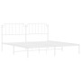 Estructura de cama de metal con cabecero blanco 193x203 cm de , Camas y somieres - Ref: Foro24-373942, Precio: 101,51 €, Desc...