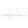 Estructura de cama de metal con cabecero blanco 193x203 cm de , Camas y somieres - Ref: Foro24-373942, Precio: 101,51 €, Desc...