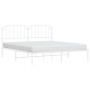 Estructura de cama de metal con cabecero blanco 180x200 cm de , Camas y somieres - Ref: Foro24-373940, Precio: 113,62 €, Desc...