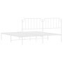 Estructura de cama de metal con cabecero blanco 180x200 cm de , Camas y somieres - Ref: Foro24-373940, Precio: 113,62 €, Desc...