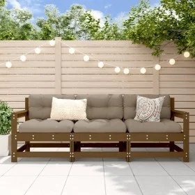 Juego de muebles jardín 3 pzas madera maciza pino marrón miel de , Sofás modulares de exterior - Ref: Foro24-825530, Precio: ...