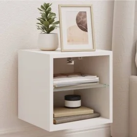 Mueble de TV de pared con luces LED blanco 30x28,5x30 cm de , Muebles TV - Ref: Foro24-836973, Precio: 26,90 €, Descuento: %