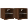 Muebles TV de pared luces LED 2 uds roble marrón 30x28,5x30 cm de , Muebles TV - Ref: Foro24-836986, Precio: 40,39 €, Descuen...