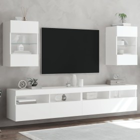 Muebles de TV de pared con luces LED 2 uds blanco 40x30x60,5 cm de , Muebles TV - Ref: Foro24-837079, Precio: 114,05 €, Descu...