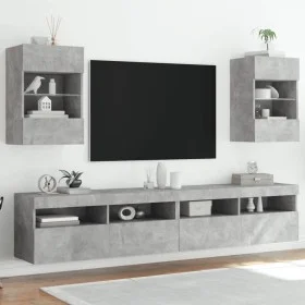Muebles TV de pared luces LED 2 uds gris hormigón 40x30x60,5 cm de , Muebles TV - Ref: Foro24-837085, Precio: 90,17 €, Descue...