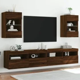 Muebles TV de pared luces LED 2 uds roble marrón 40x30x60,5 cm de , Muebles TV - Ref: Foro24-837091, Precio: 91,73 €, Descuen...