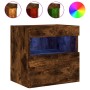 Mueble de TV de pared con luces LED roble ahumado 40x30x40 cm de , Muebles TV - Ref: Foro24-837177, Precio: 35,14 €, Descuent...