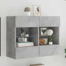 Mueble TV de pared con luces LED gris hormigón 78,5x30x60,5 cm de , Muebles TV - Ref: Foro24-837102, Precio: 64,51 €, Descuen...